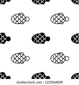 Fish with scale seamless pattern on white background