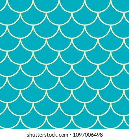 Fish scale seamless pattern. Reptile, dragon skin texture. Tillable background for your fabric, textile design, wrapping paper, swimwear or wallpaper. Blue mermaid tail with fish scale underwater.