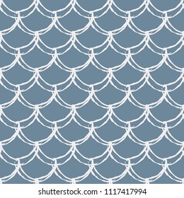 Fish scale seamless pattern. Reptile, dragon skin texture. Tillable background for your fabric, textile design, wrapping paper, swimwear or wallpaper. Blue mermaid tail with fish scale underwater.