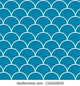Fish scale seamless pattern. Reptile, dragon skin texture. Tillable background for your fabric, textile design, wrapping paper, swimwear or wallpaper. Blue mermaid tail with fish scale underwater.