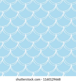 Fish scale seamless pattern. Reptile, dragon skin texture. Tillable background for your fabric, textile design, wrapping paper, swimwear or wallpaper. Blue mermaid tail with fish scale underwater.