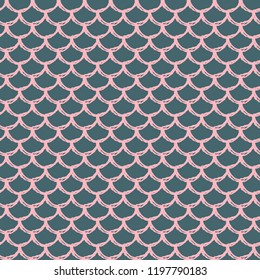 Fish scale seamless pattern. Reptile, dragon skin texture. Tillable background for your fabric, textile design, wrapping paper, swimwear or wallpaper. Blue mermaid tail with fish scale underwater.