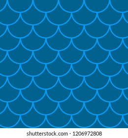 Fish scale seamless pattern. Reptile, dragon skin texture. Tillable background for your fabric, textile design, wrapping paper, swimwear or wallpaper. Blue mermaid tail with fish scale underwater.