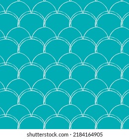Fish scale seamless pattern. Reptile, dragon skin texture. Tillable background for your fabric, textile design, wrapping paper, swimwear or wallpaper. Blue mermaid tail with fish scale underwater.