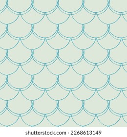 Fish scale seamless pattern. Reptile, dragon skin texture. Tillable background for your fabric, textile design, wrapping paper, swimwear or wallpaper. Blue mermaid tail with fish scale underwater.