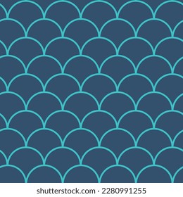 Fish scale seamless pattern. Reptile, dragon skin texture. Tillable background for your fabric, textile design, wrapping paper, swimwear or wallpaper. Blue mermaid tail with fish scale underwater.