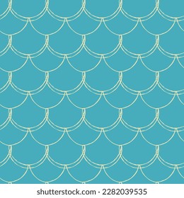 Fish scale seamless pattern. Reptile, dragon skin texture. Tillable background for your fabric, textile design, wrapping paper, swimwear or wallpaper. Blue mermaid tail with fish scale underwater.