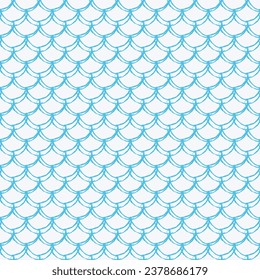 Fish scale seamless pattern. Reptile, dragon skin texture. Tillable background for your fabric, textile design, wrapping paper, swimwear or wallpaper. Blue mermaid tail with fish scale underwater.