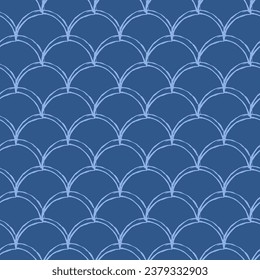 Patrón sin fisuras de la escala de los peces. Reptile, textura de piel de dragón. Fondo escalable para tu tela, diseño textil, papel de envoltura, ropa de baño o papel pintado. Cola de sirena azul con escala de pescado bajo el agua.