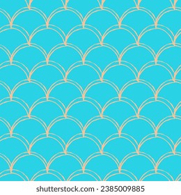 Fish scale seamless pattern. Reptile, dragon skin texture. Tillable background for your fabric, textile design, wrapping paper, swimwear or wallpaper. Blue mermaid tail with fish scale underwater.