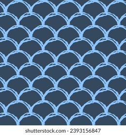 Fish scale seamless pattern. Reptile, dragon skin texture. Tillable background for your fabric, textile design, wrapping paper, swimwear or wallpaper. Blue mermaid tail with fish scale underwater.