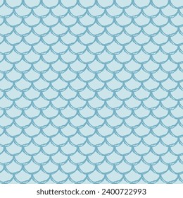 Fish scale seamless pattern. Reptile, dragon skin texture. Tillable background for your fabric, textile design, wrapping paper, swimwear or wallpaper. Blue mermaid tail with fish scale underwater.