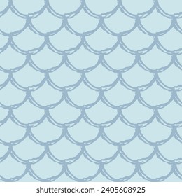 Fish scale seamless pattern. Reptile, dragon skin texture. Tillable background for your fabric, textile design, wrapping paper, swimwear or wallpaper. Blue mermaid tail with fish scale underwater.