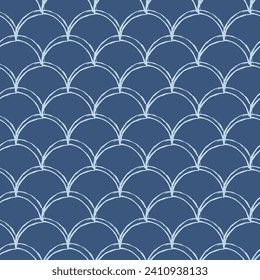 Fish scale seamless pattern. Reptile, dragon skin texture. Tillable background for your fabric, textile design, wrapping paper, swimwear or wallpaper. Blue mermaid tail with fish scale underwater.