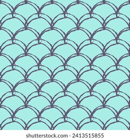 Fish scale seamless pattern. Reptile, dragon skin texture. Tillable background for your fabric, textile design, wrapping paper, swimwear or wallpaper. Blue mermaid tail with fish scale underwater.