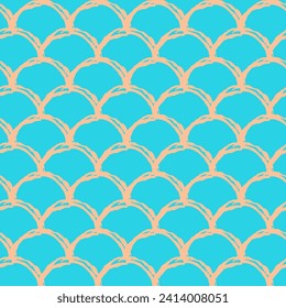 Fish scale seamless pattern. Reptile, dragon skin texture. Tillable background for your fabric, textile design, wrapping paper, swimwear or wallpaper. Blue mermaid tail with fish scale underwater.