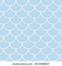 Fish scale seamless pattern. Reptile, dragon skin texture. Tillable background for your fabric, textile design, wrapping paper, swimwear or wallpaper. Blue mermaid tail with fish scale underwater.