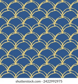 Fish scale seamless pattern. Reptile, dragon skin texture. Tillable background for your fabric, textile design, wrapping paper, swimwear or wallpaper. Blue mermaid tail with fish scale underwater.