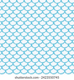 Fish scale seamless pattern. Reptile, dragon skin texture. Tillable background for your fabric, textile design, wrapping paper, swimwear or wallpaper. Blue mermaid tail with fish scale underwater.