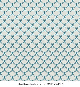 Fish scale seamless pattern. Reptile, dragon skin texture. Tillable background for your fabric, textile design, wrapping paper, swimwear or wallpaper. Blue mermaid tail with fish scale underwater.