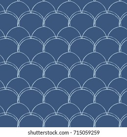 Fish scale seamless pattern. Reptile, dragon skin texture. Tillable background for your fabric, textile design, wrapping paper, swimwear or wallpaper. Blue mermaid tail with fish scale underwater.