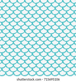 Fish scale seamless pattern. Reptile, dragon skin texture. Tillable background for your fabric, textile design, wrapping paper, swimwear or wallpaper. Blue mermaid tail with fish scale underwater.