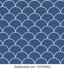 Fish scale seamless pattern. Reptile, dragon skin texture. Tillable background for your fabric, textile design, wrapping paper, swimwear or wallpaper. Blue mermaid tail with fish scale underwater.