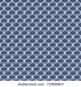 Fish scale seamless pattern. Reptile, dragon skin texture. Tillable background for your fabric, textile design, wrapping paper, swimwear or wallpaper. Blue mermaid tail with fish scale underwater.