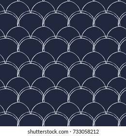 Fish scale seamless pattern. Reptile, dragon skin texture. Tillable background for your fabric, textile design, wrapping paper, swimwear or wallpaper. Blue mermaid tail with fish scale underwater.