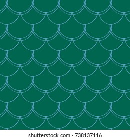 Fish scale seamless pattern. Reptile, dragon skin texture. Tillable background for your fabric, textile design, wrapping paper, swimwear or wallpaper. Green mermaid tail with fish scale underwater.