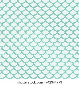 Fish scale seamless pattern. Reptile, dragon skin texture. Tillable background for your fabric, textile design, wrapping paper, swimwear or wallpaper. Blue mermaid tail with fish scale underwater.