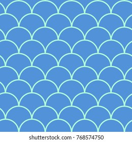 Fish scale seamless pattern. Reptile, dragon skin texture. Tillable background for your fabric, textile design, wrapping paper, swimwear or wallpaper. Blue mermaid tail with fish scale underwater.
