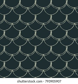 Fish scale seamless pattern. Reptile, dragon skin texture. Tillable background for your fabric, textile design, wrapping paper, swimwear or wallpaper. Blue mermaid tail with fish scale underwater.