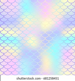 Fish scale texture vector pattern. Magic mermaid tail background. Colorful seamless pattern with fish scale net. Pale rainbow mermaid skin surface. Mermaid seamless pattern swatch. Nursery background