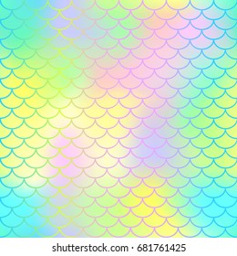 Fish scale texture vector pattern. Magic mermaid tail background. Colorful seamless pattern with fish scale net. Bright neon mermaid skin surface. Mermaid seamless pattern swatch. Nursery background