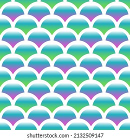 Fish scale wavy seamless pattern. Turquoise lilac textured background for textile, wallpaper, wrapping. Japanese traditional backdrop. Vector
