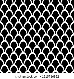 Fish scales  black  and white  Seamless Pattern