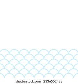 Fish scales border, abstract waves frame, vector design template.