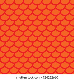 Fish scales. Red squama. Colorful seamless pattern. Vector illustration.