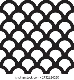 fish scales seamless pattern in black and white color.