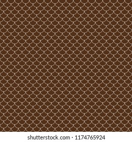 Fish Scales Seamless Pattern - Brown and white fish scales or scallops design
