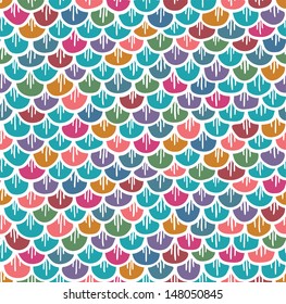 Fish Scales Seamless Pattern Colorful Cartoon. Vector illustration EPS8. Use any background color.