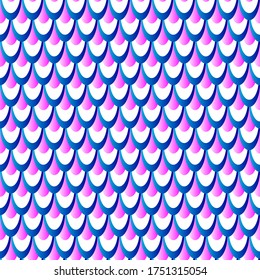 Fish scales seamless pattern. Feathers of bird or tail of mermaid background. Vector kids illustration for textile, print or fabric