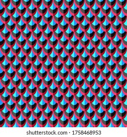 Fish scales seamless pattern. Feathers of bird ortail of  mermaid background. Vector kids illustration for textile, print or fabric