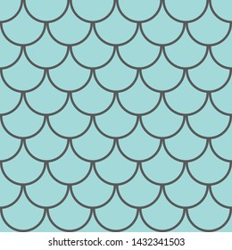 Fish scales seamless pattern, pastel turquoise marine background, vector illustration
