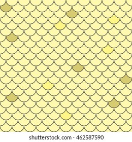 Fish scales seamless pattern. Repeating geometric background in golden tones. Stylized vector texture in eps8 format.