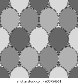 Fish scales wallpaper. Asian traditional ornament with repeated scallops. Repeated overlapping color circles background. Seamless surface pattern design with semicircles. Circular motif. Digital paper