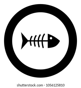 Fish sceleton black icon in circle