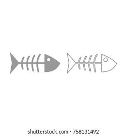 Fish sceleton grey icon .