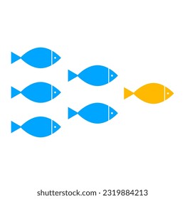 fish, school icon. Vector illustration. Stock image.